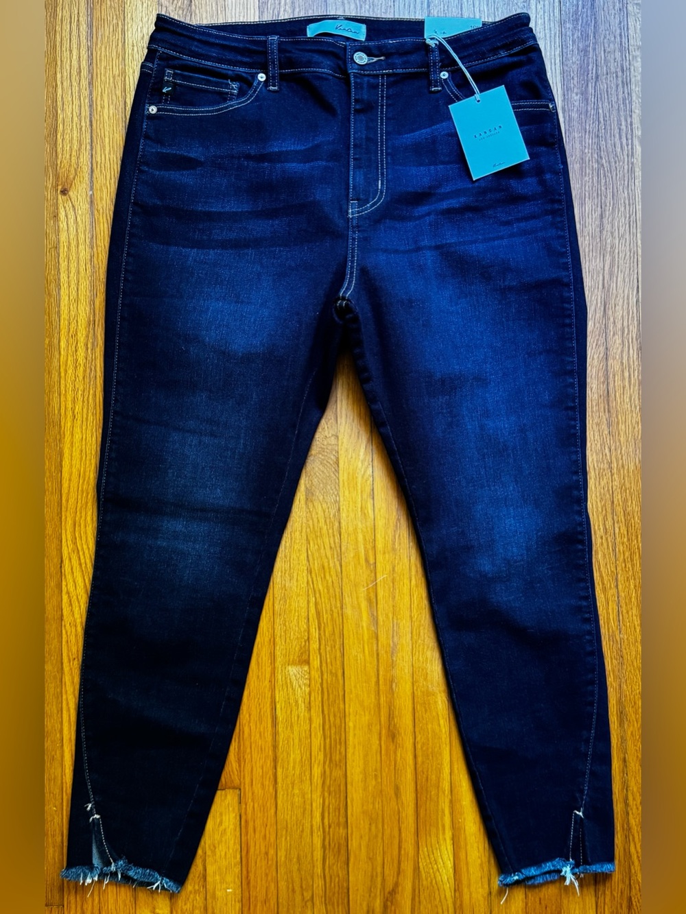 KanCan Dark Blue Jeans with Frayed Hem